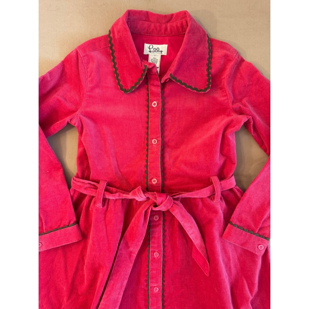 Lilly Pulitzer Pink Corduroy Dress Size 7‎ Elephant Trim Barbie Winter - Picture 8 of 9